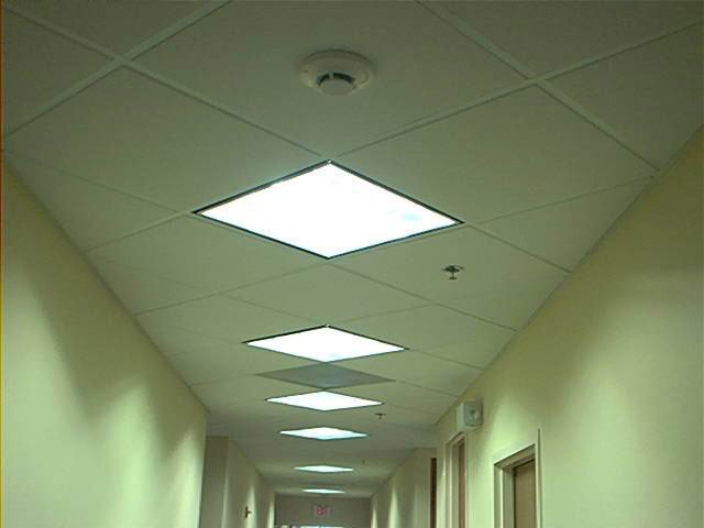 Corridor acoustical tile ceiling