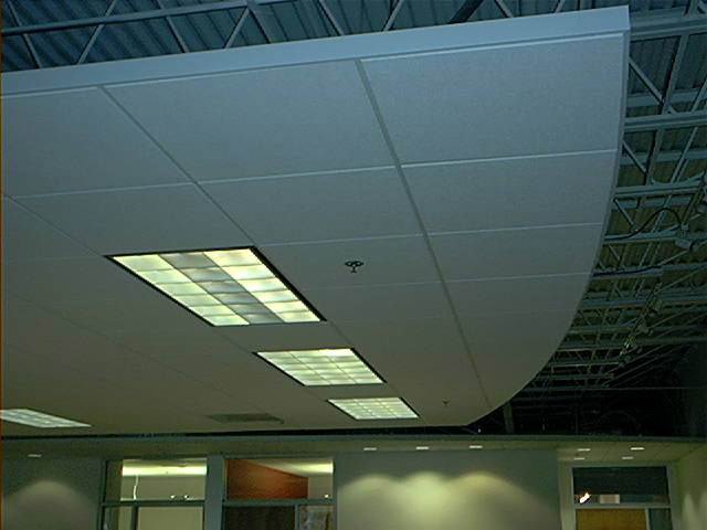 Large curved acoustical ceiling cloud