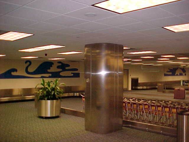 Stainless steel column cover in a commercial interior